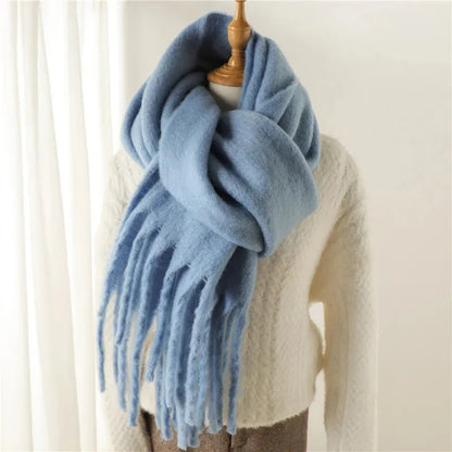 Chique winterse oversized sjaal met lange franjes voor dames
