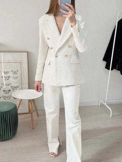 Odette - Tweed Blazer met Dubbele Knopenrij voor Dames