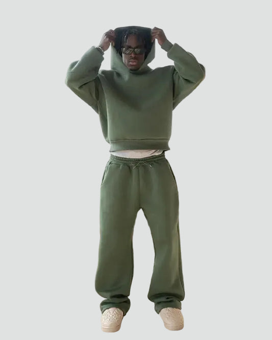 Heren Relaxed Hoodie-Joggers Set Met Capuchon