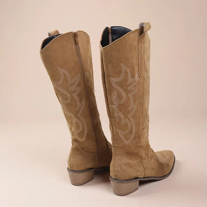 Bestikte Western Cowboylaarzen Met Lage Hak Voor Dames
