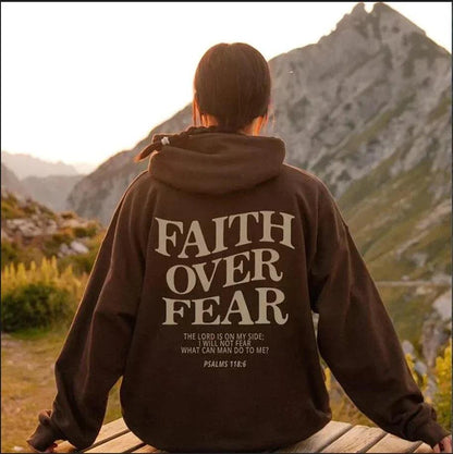 Xandra -  Oversized 'Faith Over Fear' Hoodie voor Dames