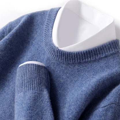 Merino Wol Gebreide Trui met Ronde Hals Warm en Zacht voor Heren