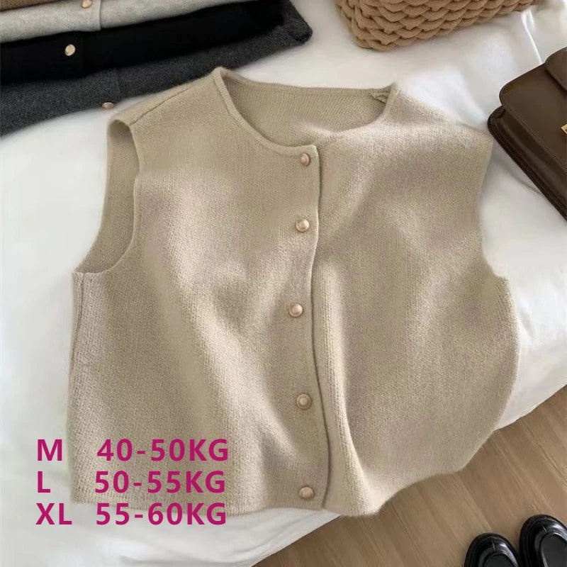 Zacht Gebreid Vrouwen Gilet Met Knoopsluiting