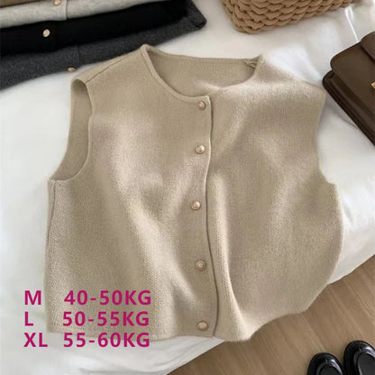 Zacht Gebreid Vrouwen Gilet Met Knoopsluiting