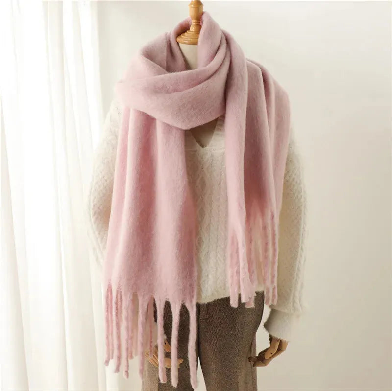 Chique winterse oversized sjaal met lange franjes voor dames