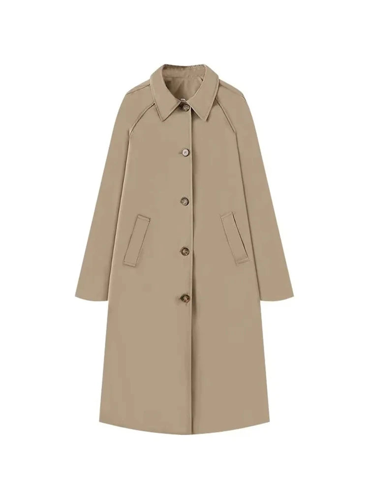 Lange Dames Trenchcoat met Geruitte Binnenvoering