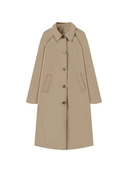 Lange Dames Trenchcoat met Geruitte Binnenvoering