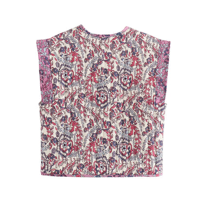 Katalina - Vintage gebloemd gewatteerd vest voor dames