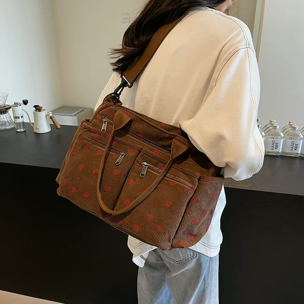 Kiandra - Geborduurde Corduroy Schoudertas voor dames