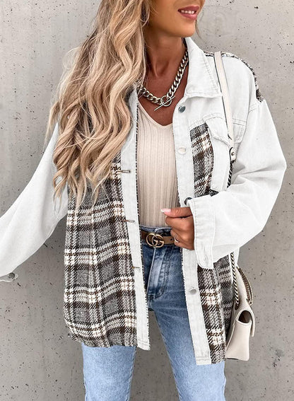 Rosalind - Lange Denim Jas met Knopsluiting