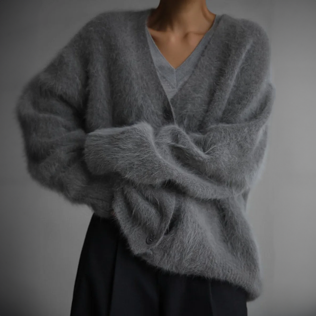 Luxe Oversized Dames Cardigan Met V Hals En Zachte Wollook