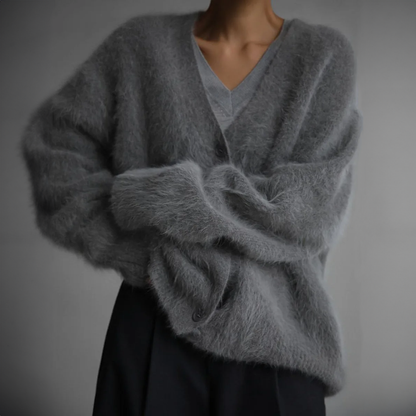 Luxe Oversized Dames Cardigan Met V Hals En Zachte Wollook