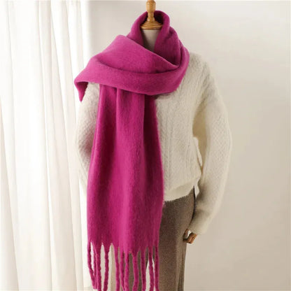 Chique winterse oversized sjaal met lange franjes voor dames
