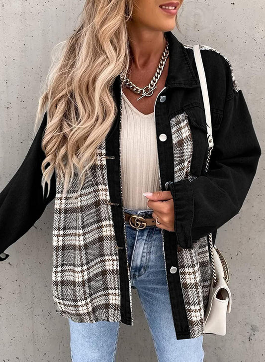 Rosalind - Lange Denim Jas met Knopsluiting