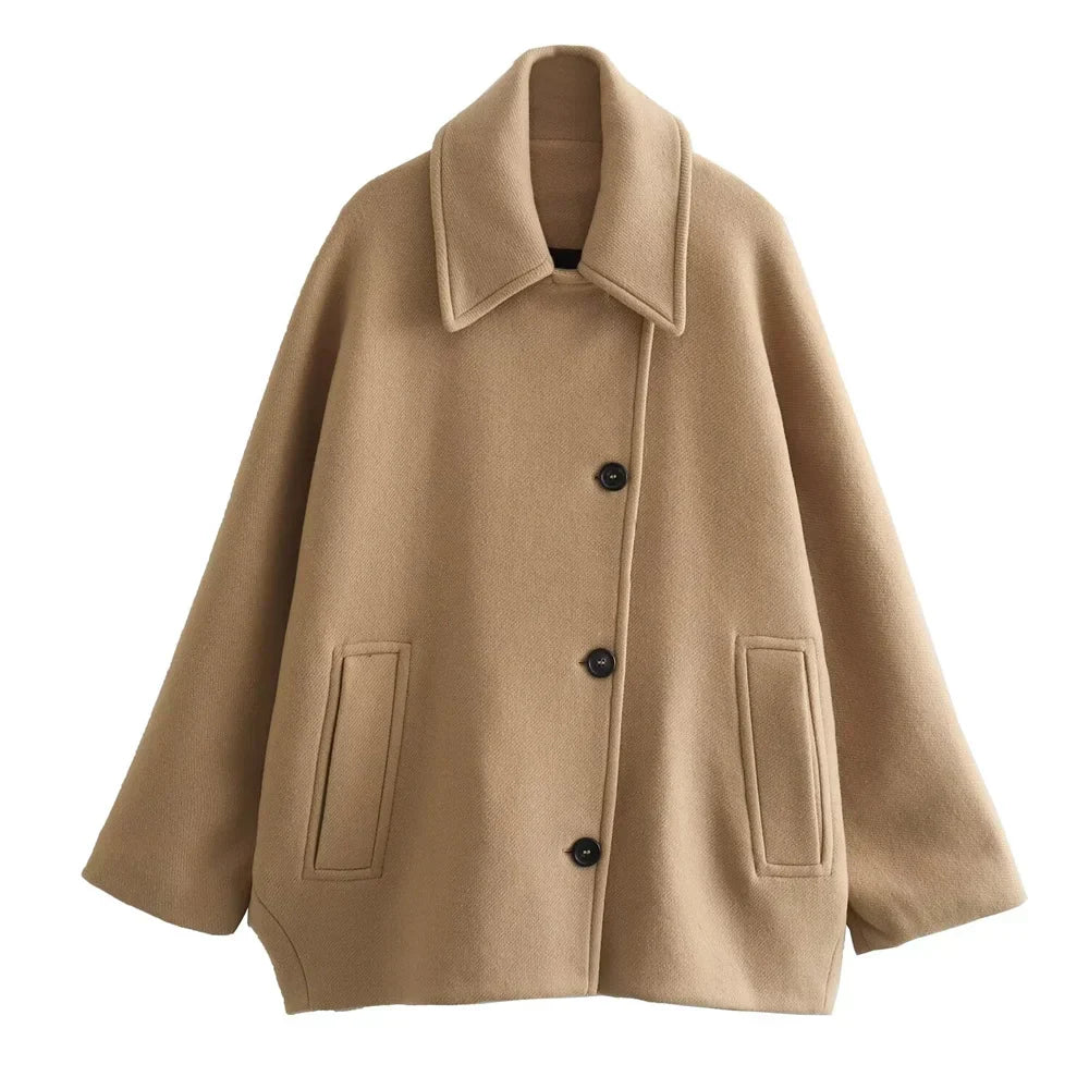 Dames Elegante Oversized Peacoat jas Met Knoopsluiting