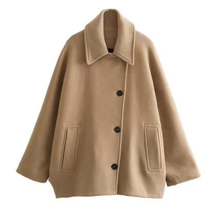 Dames Elegante Oversized Peacoat jas Met Knoopsluiting