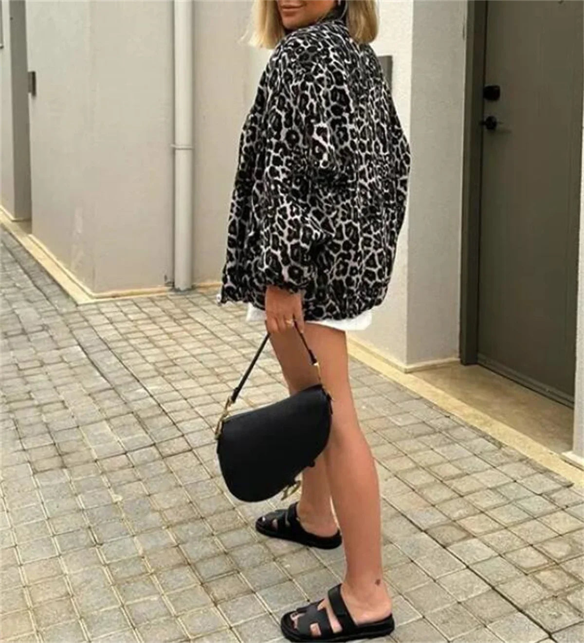 Corinna - Bomberjack met luipaard print