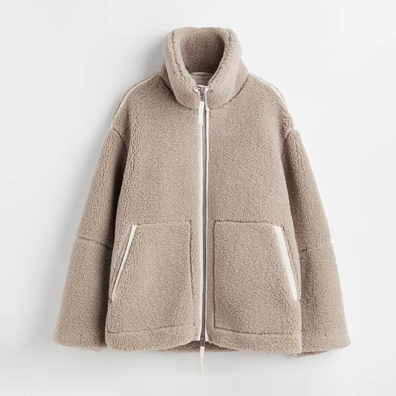 Teddy Fleece Jas Dames met Rits & Zijzakken