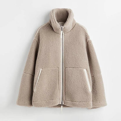 Teddy Fleece Jas Dames met Rits & Zijzakken