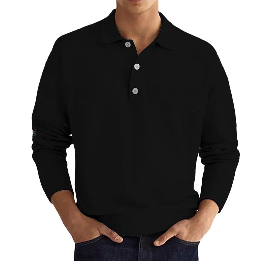 Heren Poloshirt Met Lange Mouwen En Knoopsluiting