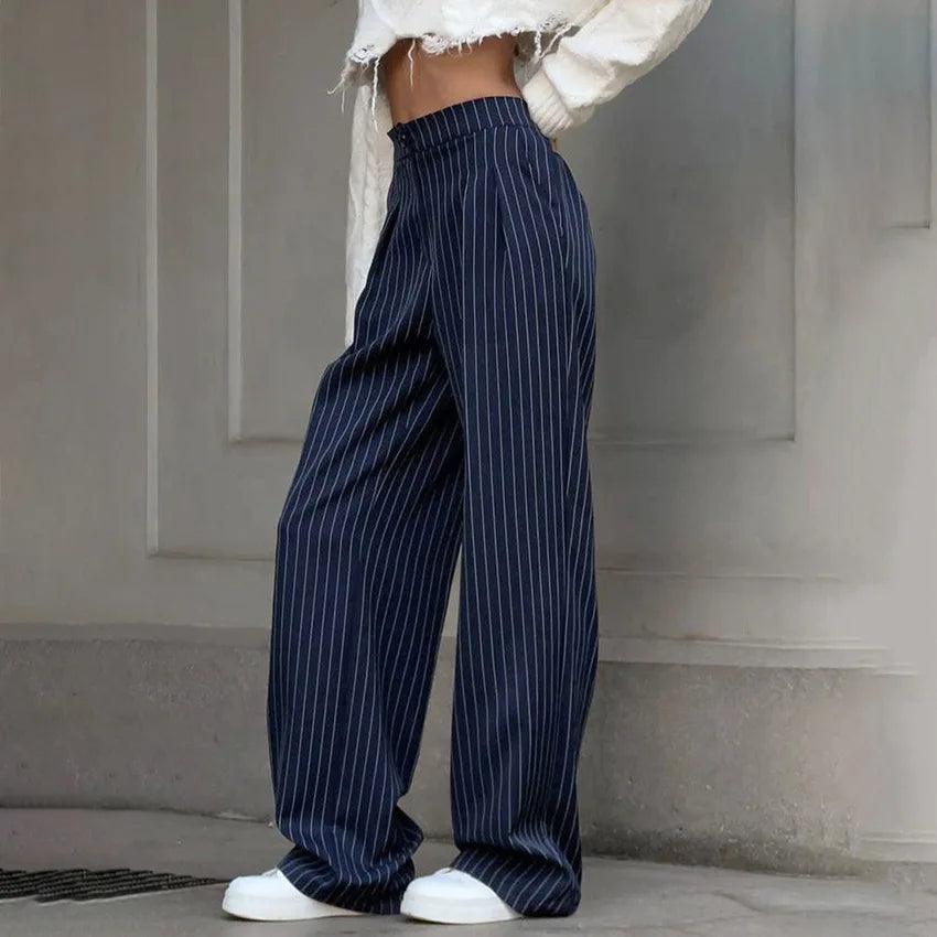 Sara – Gestreepte High Waist Pantalon met Wijde Pijpen voor Dames