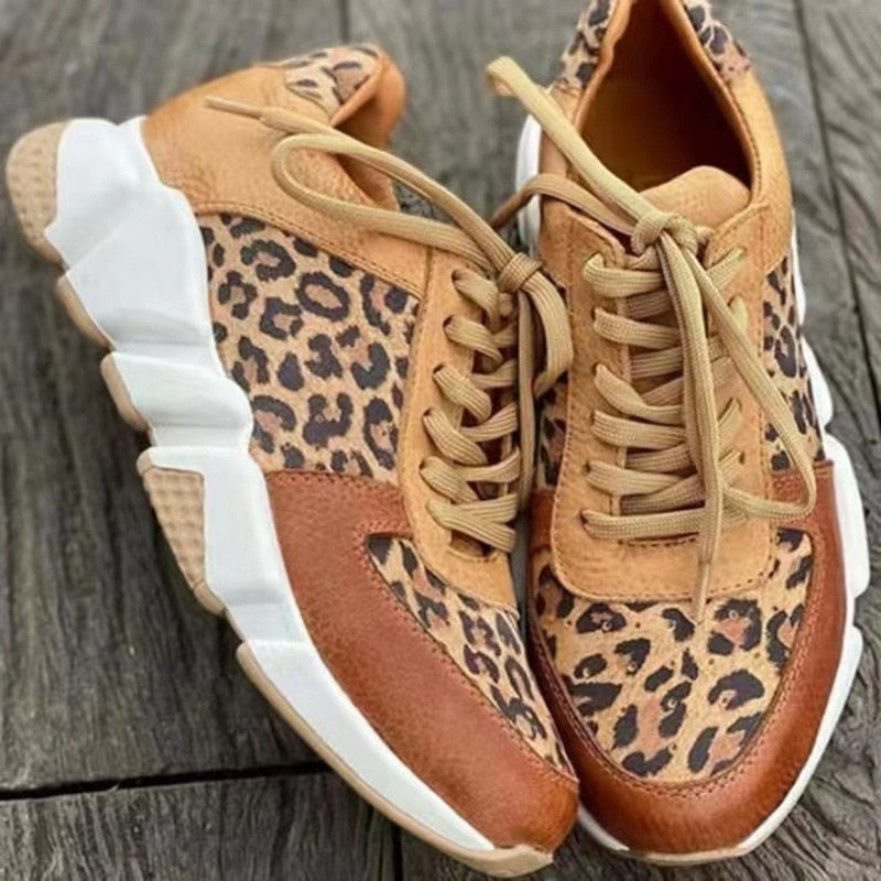 Agathe - Sneakers met Luipaardprint en Leren Accenten voor Dames