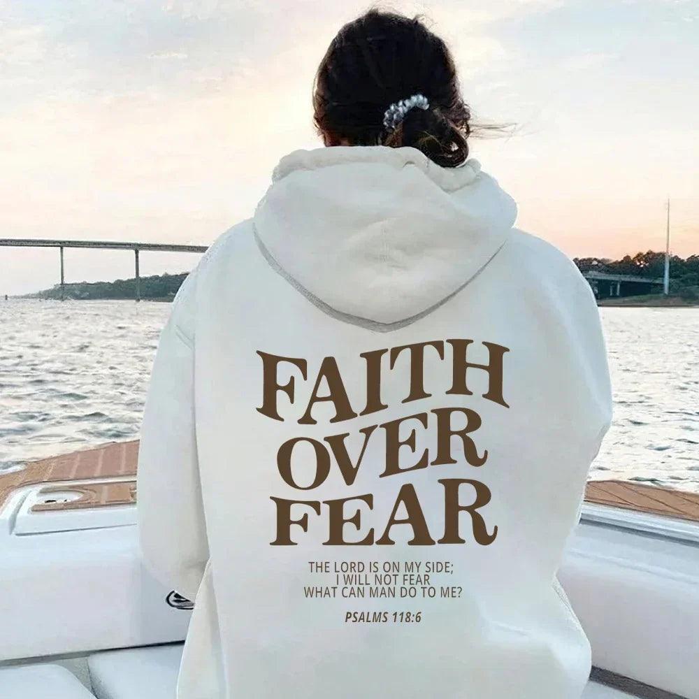Xandra -  Oversized 'Faith Over Fear' Hoodie voor Dames