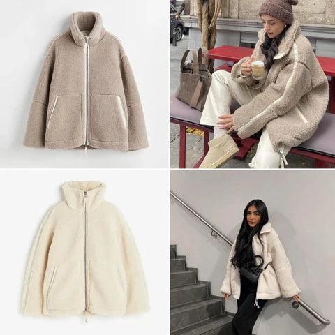 Teddy Fleece Jas Dames met Rits & Zijzakken