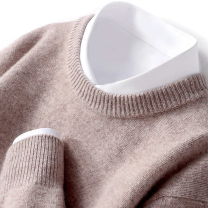 Merino Wol Gebreide Trui met Ronde Hals Warm en Zacht voor Heren