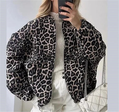 Corinna - Bomberjack met luipaard print