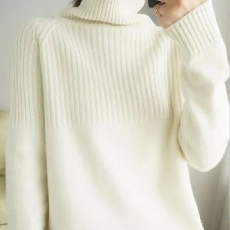 Elegante Warme Dames Coltrui Met Geribde Details