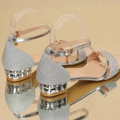 Bozena - Glitter hak sandalen met enkelbandje