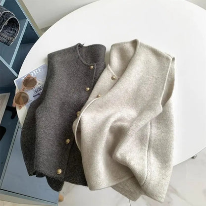 Zacht Gebreid Vrouwen Gilet Met Knoopsluiting
