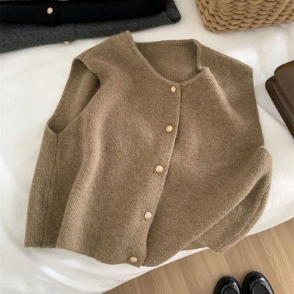Zacht Gebreid Vrouwen Gilet Met Knoopsluiting