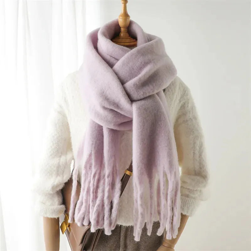 Chique winterse oversized sjaal met lange franjes voor dames