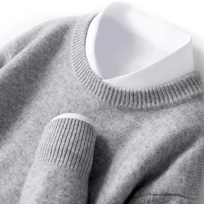 Merino Wol Gebreide Trui met Ronde Hals Warm en Zacht voor Heren