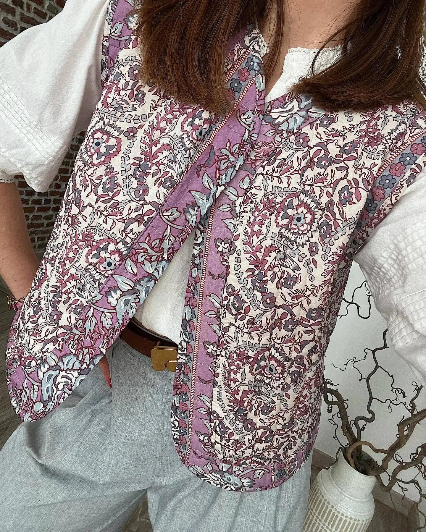 Katalina - Vintage gebloemd gewatteerd vest voor dames