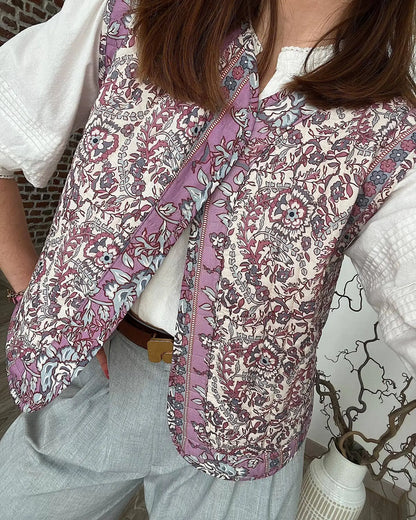 Katalina - Vintage gebloemd gewatteerd vest voor dames