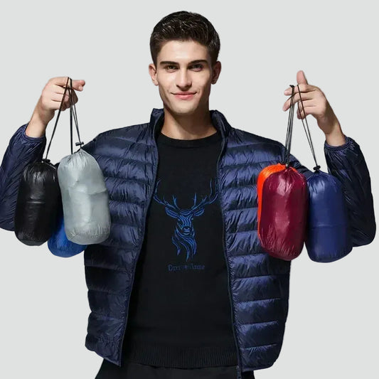 Heren Lichtgewicht Puffer Jas Met Compacte Opbergzak