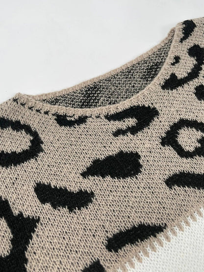 Warme Dames Oversized Panterprint Wintertrui