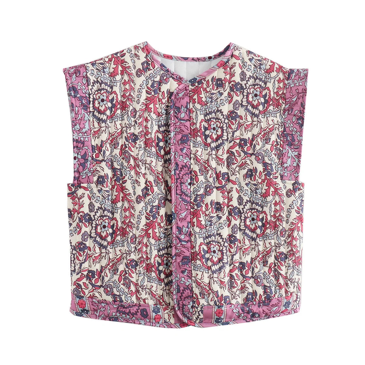 Katalina - Vintage gebloemd gewatteerd vest voor dames