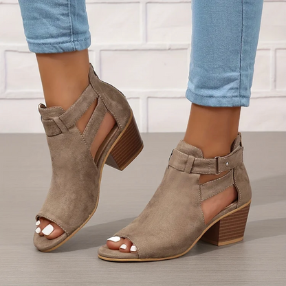 Juliette - Enkellaarsjes met blokhak en suède look
