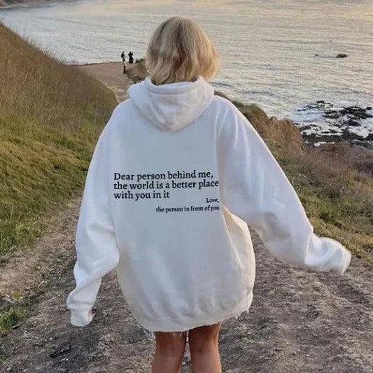 Grace - Casual Hoodie met Rugprint en Losse Pasvorm voor Dames