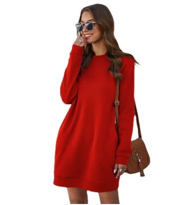 Dames mini winter jurk met zakken
