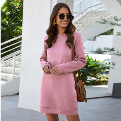 Dames mini winter jurk met zakken