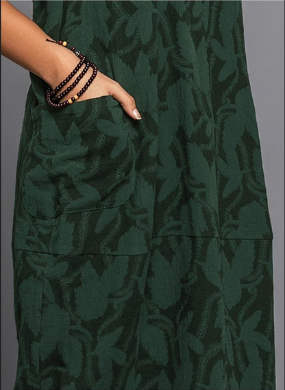 Dames Trendy Elegante Midi Jurk met Bloemenprint en Zakken