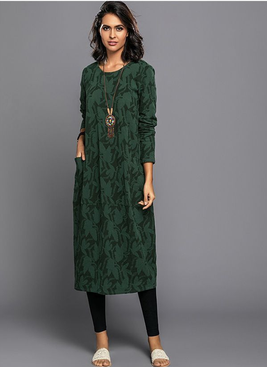 Dames Trendy Elegante Midi Jurk met Bloemenprint en Zakken