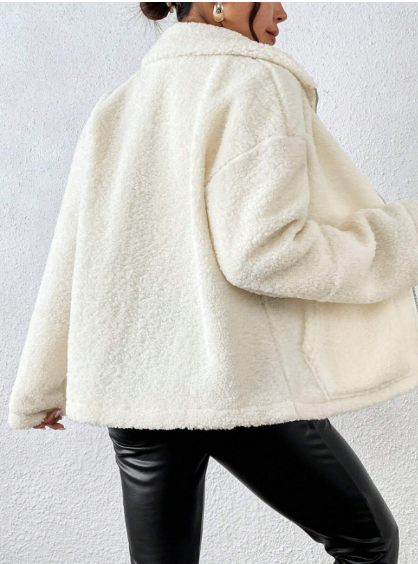 Teddy Fleece Jas Dames met Rits & Zijzakken