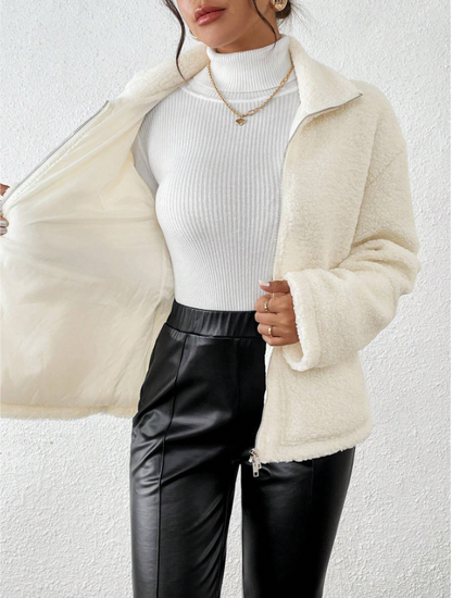 Teddy Fleece Jas Dames met Rits & Zijzakken