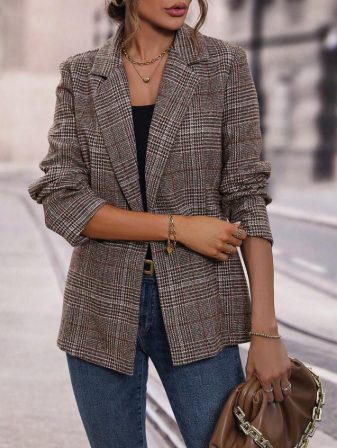 Ophelia – Oversized Blazer met Ruitpatroon en Zijzakken